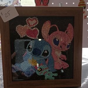 Framed Blue and Pink Art Piece